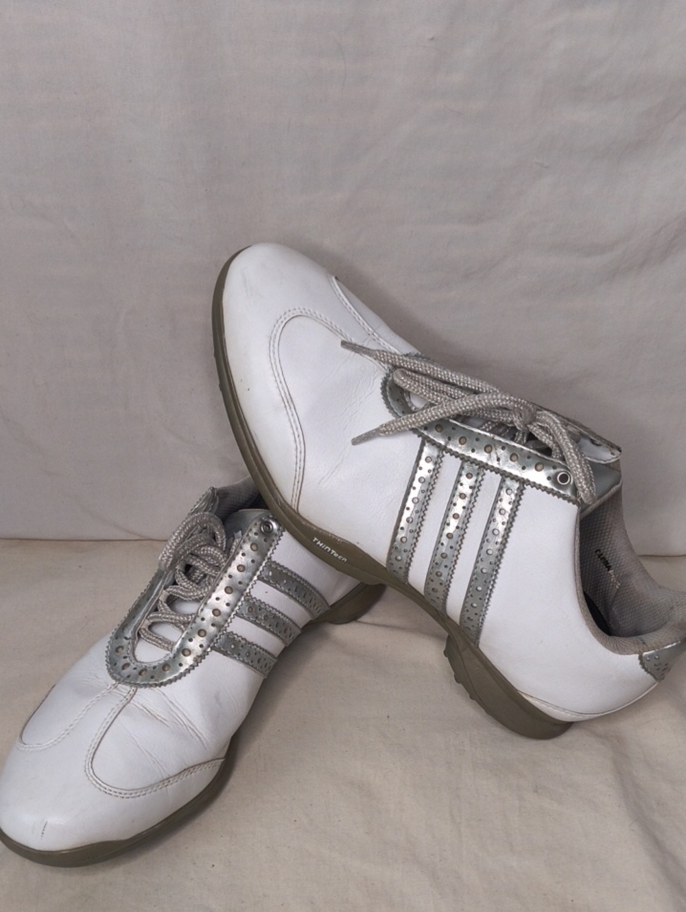 adidas White Sneakers with Silver Accents Size 10 AM